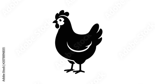 Black hen silhouette against a white background silhouette