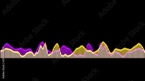 Colorful audio waveform spectrum animation.Spectrum audio animation, Wave form Audio Isolated on background. Audio spectrum wave effect, waveform beats.Green background.