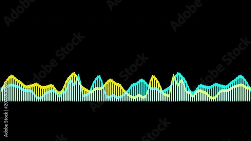 Colorful audio waveform spectrum animation.Spectrum audio animation, Wave form Audio Isolated on background. Audio spectrum wave effect, waveform beats.Green background.