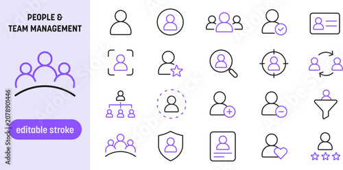 Fotografía People and team management line icons