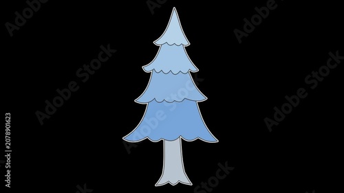 Seamless looping animation of a swaying frozen spruce tree for winter and cold holiday concepts. Flat style sticker design element isolated on transparent alpha channel background