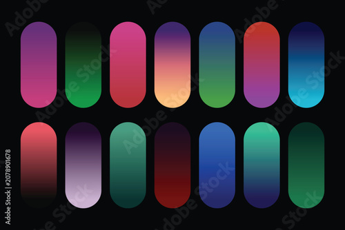 Vibrant colorful smooth gradient palette collection set for UI UX design