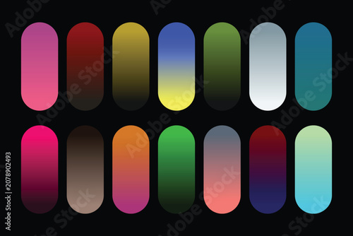 Vibrant colorful smooth gradient palette collection set for UI UX design
