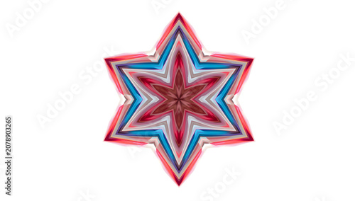 Stylish Red Blue Star Emblem | Decorative Symmetric Flower Star Illustration