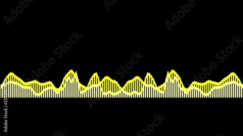 Colorful audio waveform spectrum animation.Spectrum audio animation, Wave form Audio Isolated on background. Audio spectrum wave effect, waveform beats.Green background.