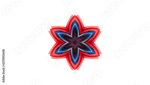 Modern Star Flower Shape Icon | Bold Red Blue Decorative Mandala Style Graphic