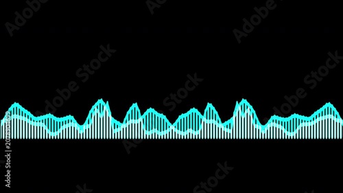 Colorful audio waveform spectrum animation.Spectrum audio animation, Wave form Audio Isolated on background. Audio spectrum wave effect, waveform beats.Green background.