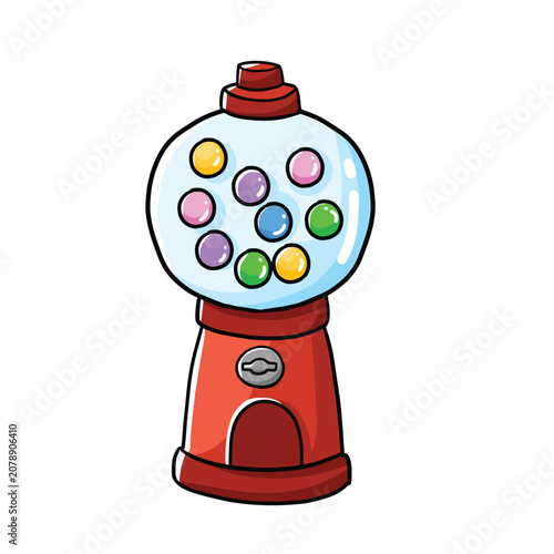 Candy Machine Gumball Cute Food Hand Drawing Illustration Vector