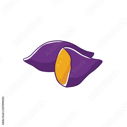Baked Sweet Yam Cute Food Hand Drawing Illustration Vector