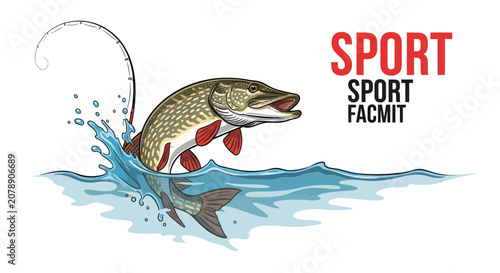 Photos Northern pike jumping out of water caught on fishing line