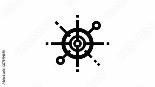 Black geometric technical circuit gear symbol