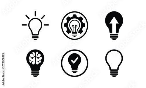 Фотография Lightbulb icon set, creative idea and innovation symbols collection