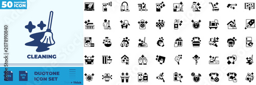 Fotografie Cleaning Duotone Editable Icons set