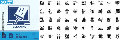 Fotografie Cleaning Solid Editable Icons set
