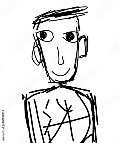 black and white cartoon illustration of a man