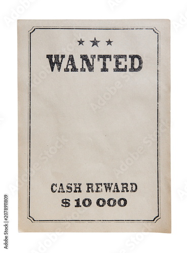 wanted poster isolated on white