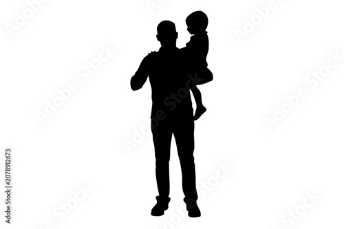  Father carrying child silhouette vector