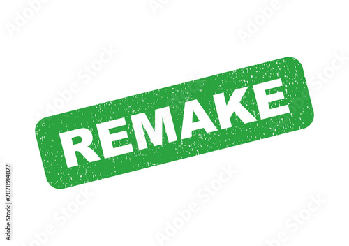 Photos Green rubber stamp with the word remake in a grunge texture style