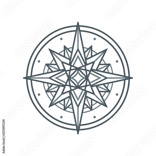 Intricate ornate nautical compass rose icon.