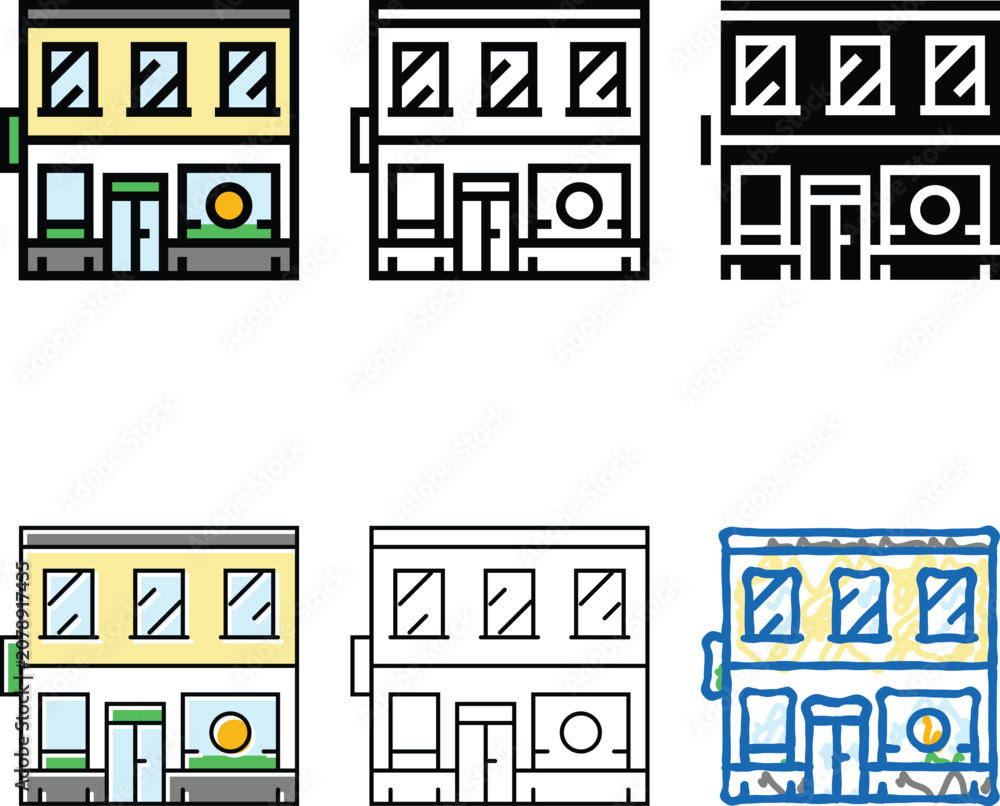Obraz premium cityscape bank building color icon stylized vector. cityscape bank building sign. isolated symbol