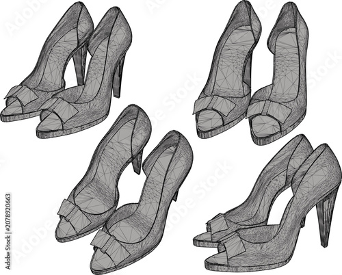Stylish Stiletto Heels Mules for Women Featuring White Patent Leather Straps and Ergonomic Golden Brown Insole Vector Illustration Isolated Asset