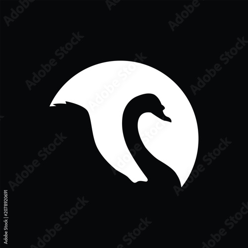 Obraz na plátně Swan logo silhouette icon vector illustration.