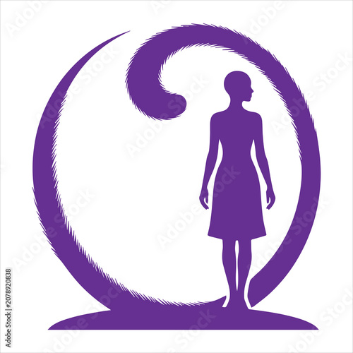 Cat Tail Wrapping Around Woman SVG