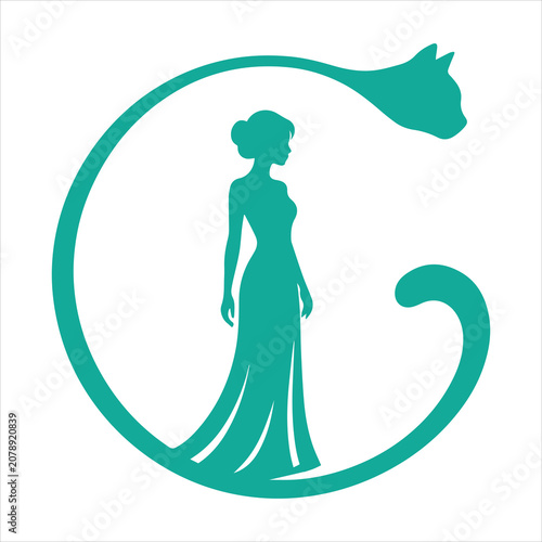 Cat Tail Wrapping Around Woman SVG
