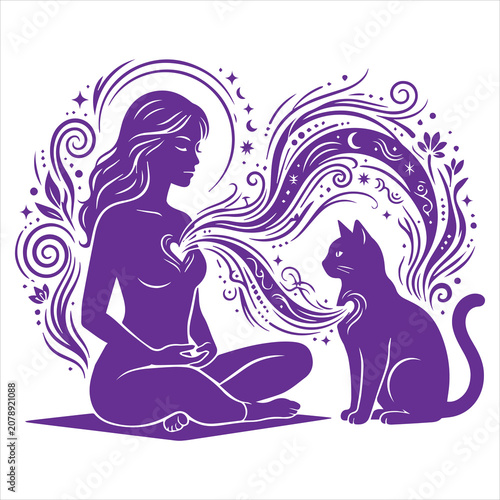 Woman And Cat Secret Garden SVG