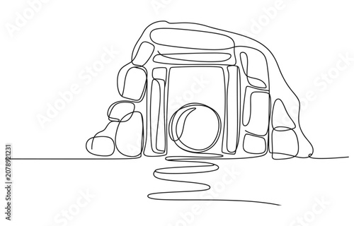 Obraz na plátne The Lord's tomb, Christ is risen, hand drawn outline image.