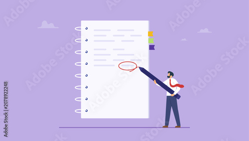 Принти на полотні Businessman highlight pen circle important note