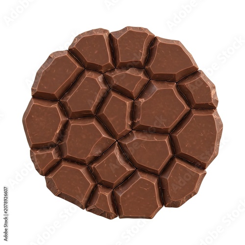 Milk Chocolate Bar with Unique Geometric Pattern Isolated on White Background.