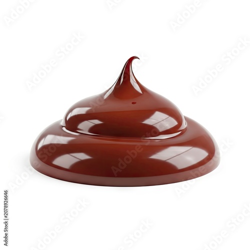 Glossy Swirl of Rich Chocolate Sauce Isolated on White Background.