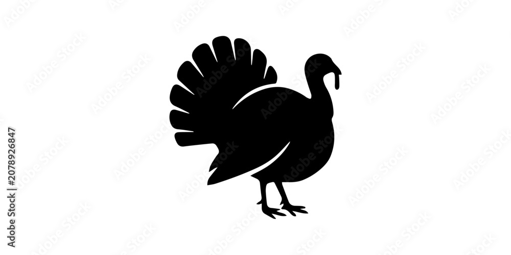 Fototapeta premium turkey silhouette simple icon set, black color and white background,Black turkey silhouette on white background, black silhouette vector turkey, pro vector