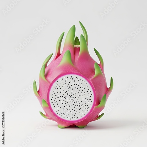Vibrant Dragon Fruit Speaker with White Background.