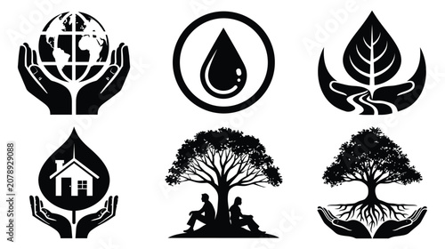 Environment icon vector collection featuring sustainability concepts