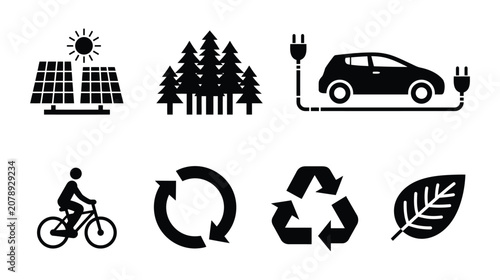 Ecology icon vector graphics depicting sustainable transportation