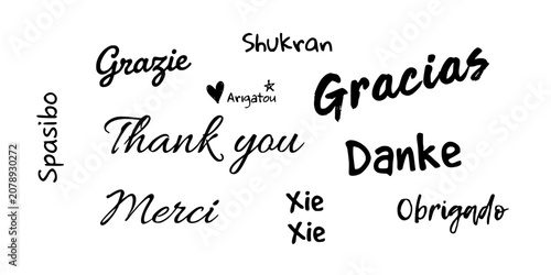 Foto Thank You Written in Various Languages in a Handwritten Style Featuring Gratitud
