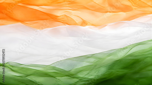 Saffron white and green wavy fabric layers in tricolor theme