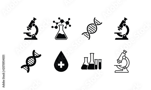 Medical science icons for research and discovery.