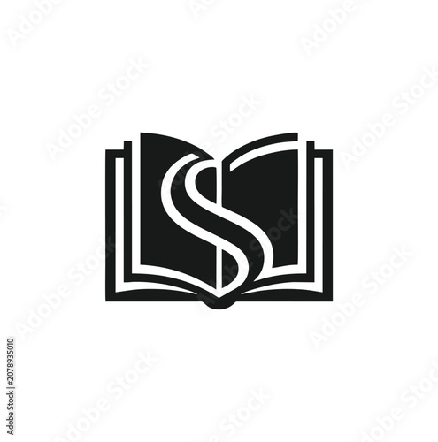 Professional initial letter S logo designed inside an open book.