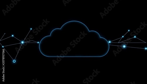 Digital Cloud Storage Concept Global Connections Dark Background