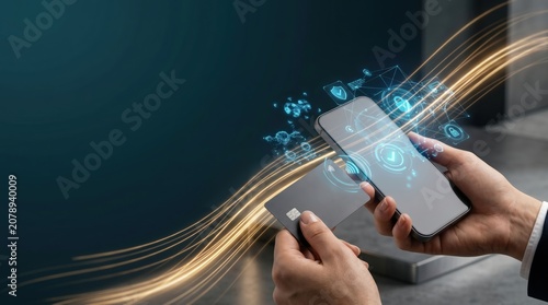 Mobile payment transaction with credit card and smartphone using digital technology