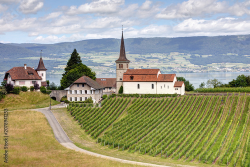Tableau sur toile Église de Font — Estavayer-le-Lac - Suisse