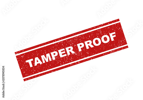 Foto Red grunge rubber stamp seal with text tamper proof