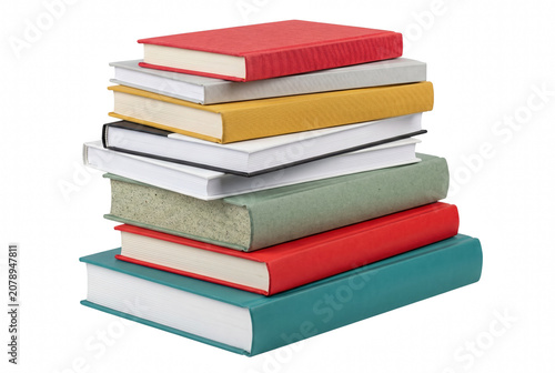 Foto Neat stack of various colored hardcover books