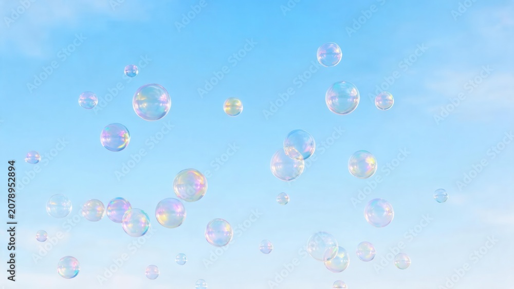 Naklejka premium Bubbles floating in sky