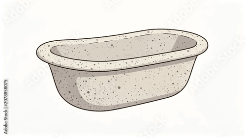 Vintage Speckled Enamel Bathtub Illustration - Elegant Clawfoot Style in Beige and Cream Tones