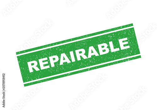 Green repairable rubber stamp seal with a grunge texture