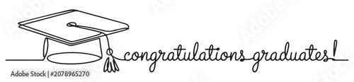 Graduation Cap with Congratulations Graduates Text On a White background